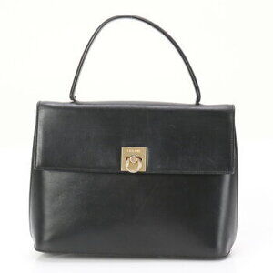 Celine top handle leather handbag tote shoulder bag black MME